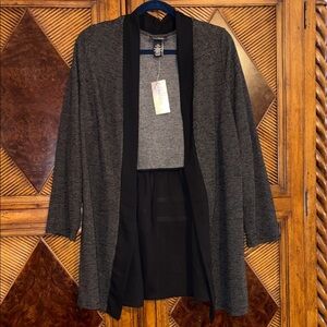 Women's Black and Gray Open Front Jacket